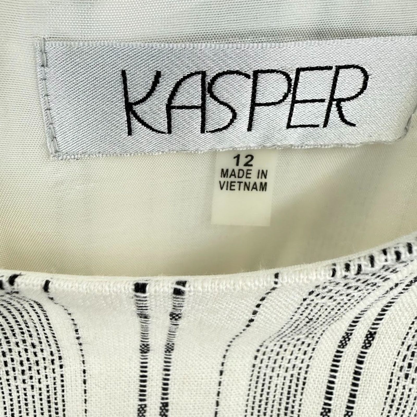Kasper Kasper Striped Sleeveless Dress Womens SZ 12 Belted Size M / US 6-8 / IT 42-44 - 3 Thumbnail