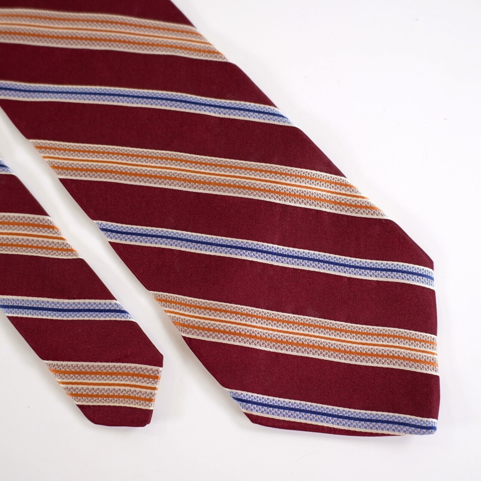 Jos. A. Bank Jos A Bank Italy Red Blue Orange Striped Woven Long Silk Tie Size ONE SIZE - 1 Thumbnail
