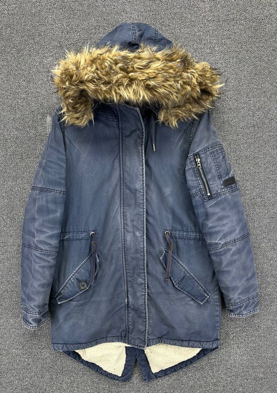 Japanese Brand Vintage Superdry Fur Hoodie Trashed Punk Jacket Size S / US 4 / IT 40 - 1 Thumbnail