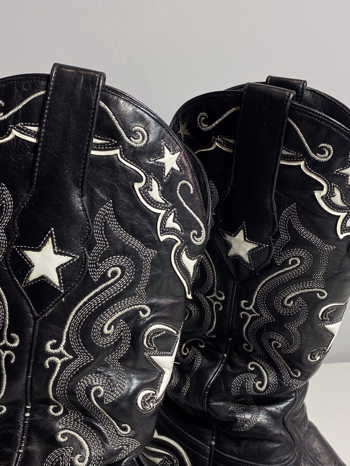 Genuine Leather 🔥 Y2K BLACK STAR COWBOY BOOTS MEXICO STAR EMBROIDERY WESTERN Size US 7 / EU 40 - 10 Thumbnail