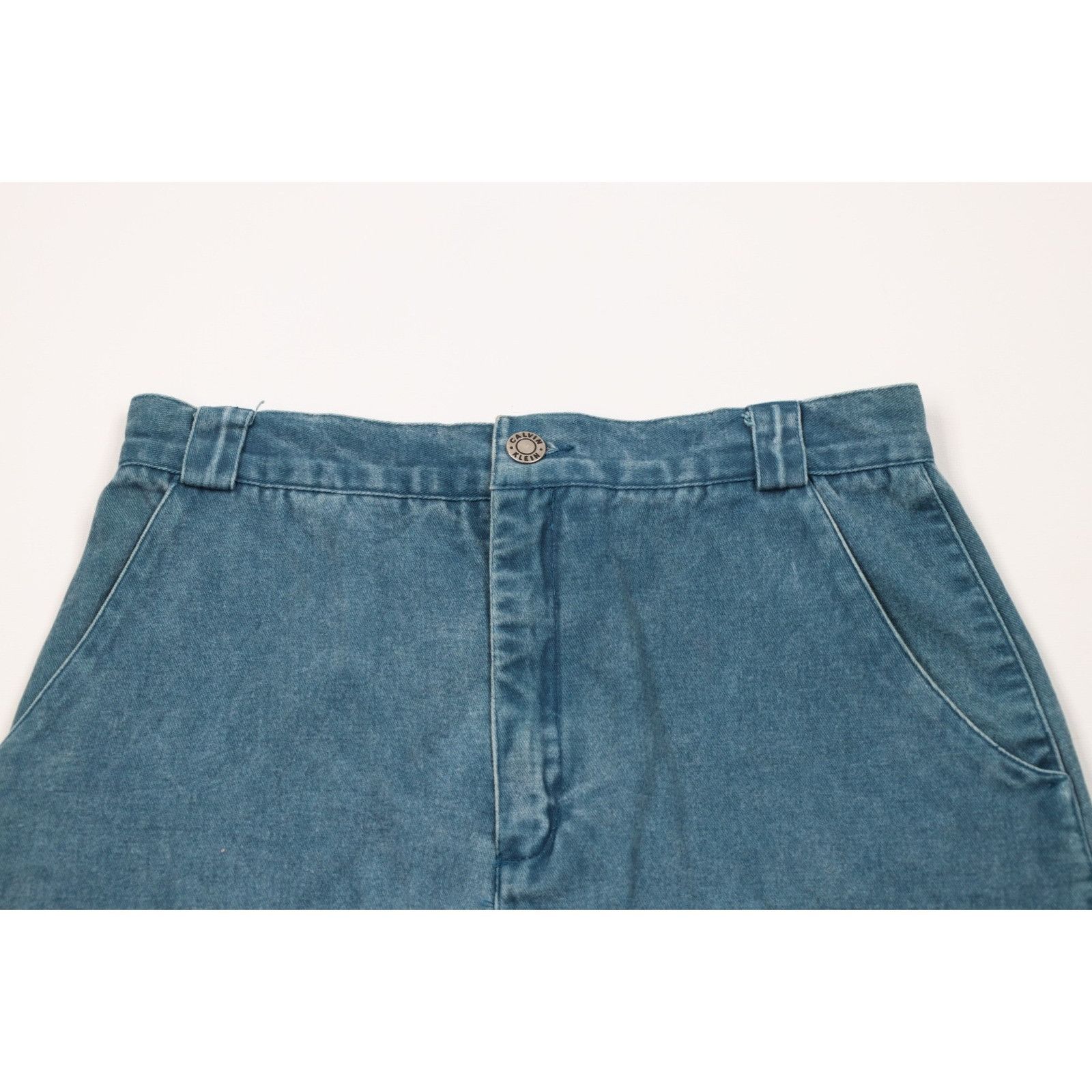 Calvin Klein Vintage 90s Calvin Klein Faded Stonewash Pigment Denim Skirt Size 34" / US 12 / IT 48 - 2 Thumbnail