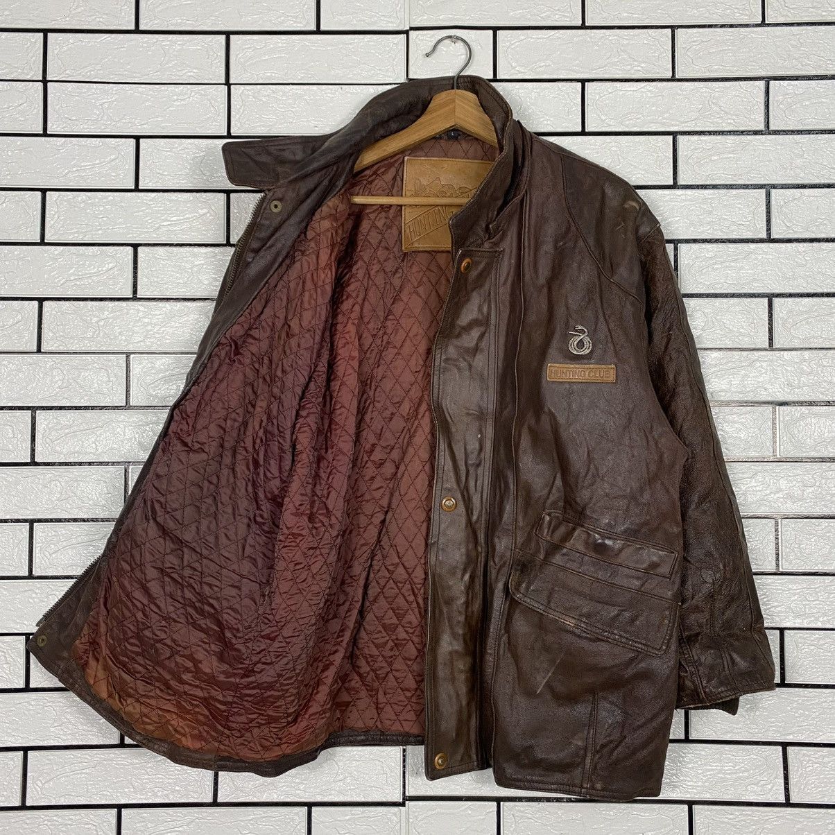 Japanese Brand 🔥VINTAGE LEATHER JACKET BLANKET HUNTING CLUB ISSEY MIYAKE Size US L / EU 52-54 / 3 - 12 Thumbnail