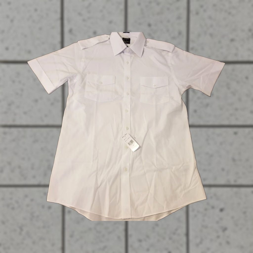 Brooks Brothers VINTAGE Brooks Brothers NetJets Dress Shirt Mens Short Sleeve 15.5 White Button Shirt Size 42R - 1 Thumbnail