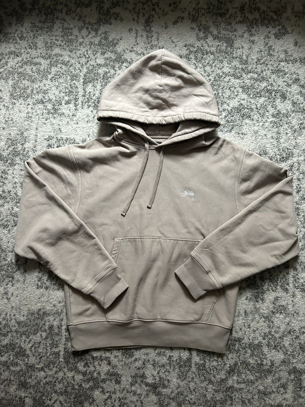 image of Stussy Beige Logo Hoodie, Men's (Size Small)