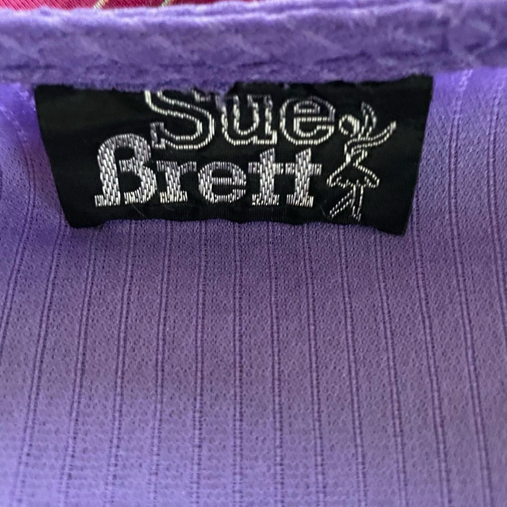 Vintage Vintage 80s Sue Brett Purple Black Cross Front Dress Abstrac Size M / US 6-8 / IT 42-44 - 8 Thumbnail
