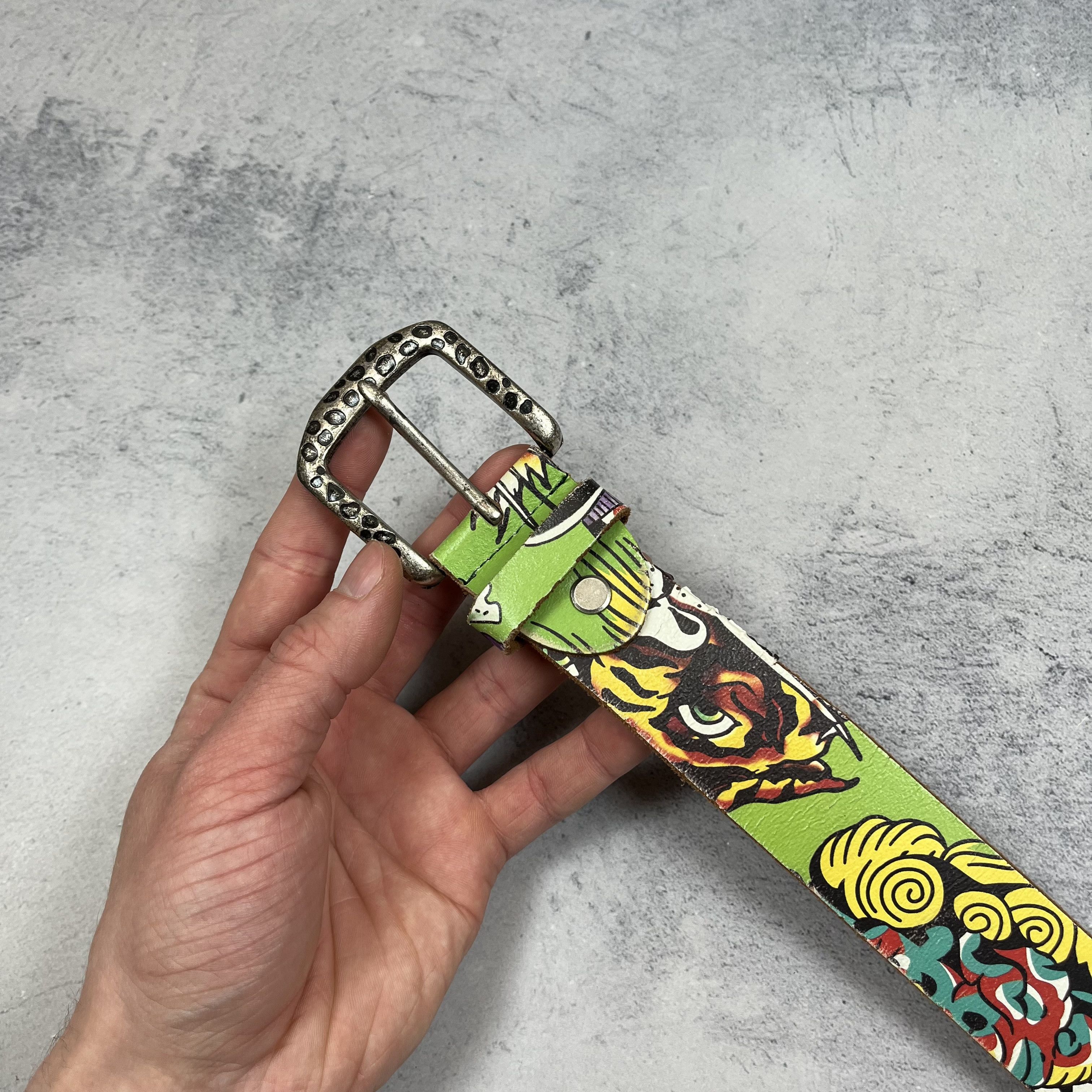 Ed Hardy Vintage Ed Hardy Y2K Skulls Tattoo Leather Belt 2000’s Size ONE SIZE - 2 Thumbnail