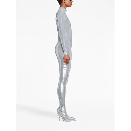 Balenciaga o1bcso1str1124 Turtleneck Crystal Dress in Silver Size M / US 6-8 / IT 42-44 - 4 Thumbnail