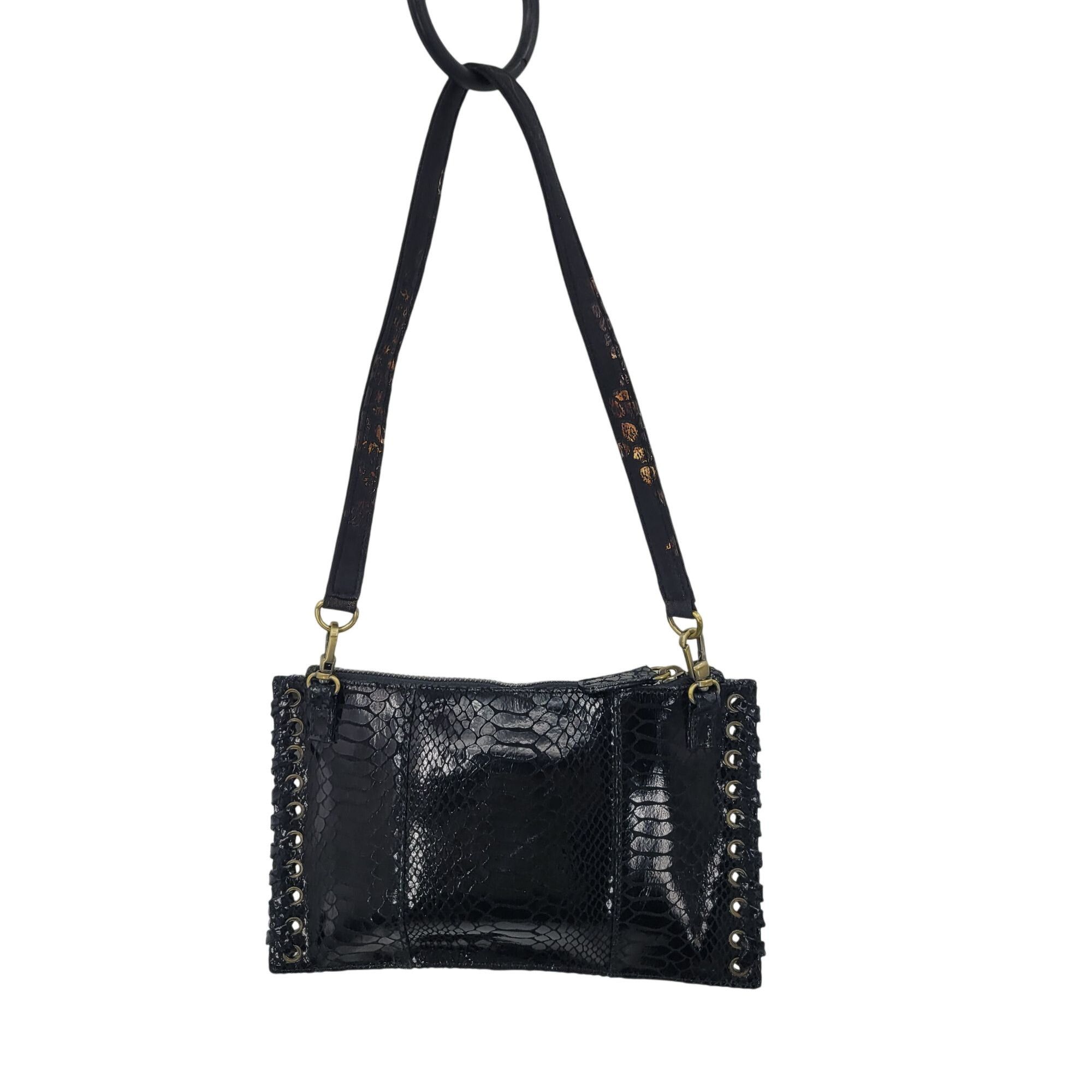 Other Y2K Sharif Black Faux Snake Wristlet Clutch Bag Baguette Gro Size ONE SIZE - 4 Thumbnail