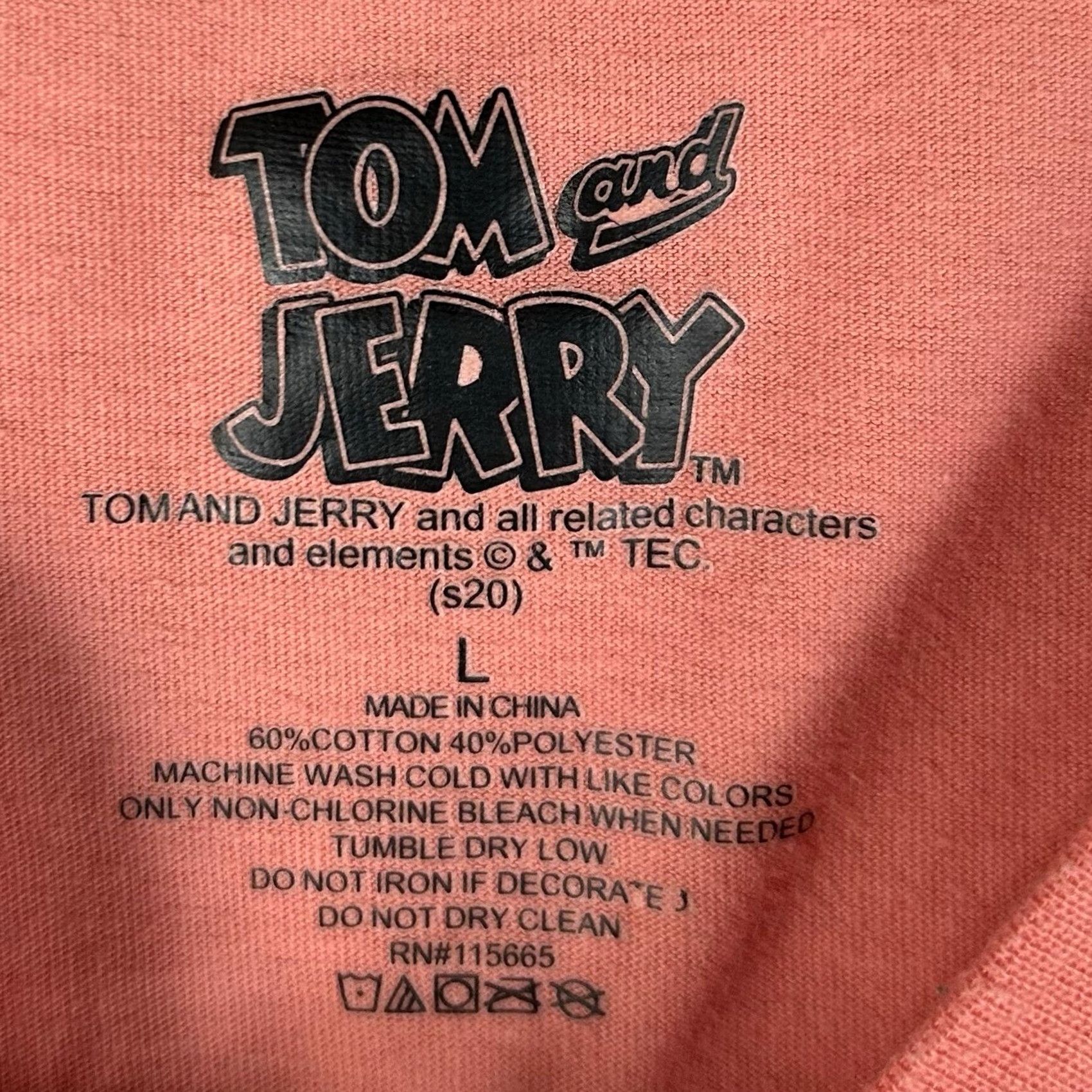 Logo 7 Tom and Jerry Long Sleeve T-Shirt Mens L Orange Graphic Print Logo Top Size US L / EU 52-54 / 3 - 3 Thumbnail