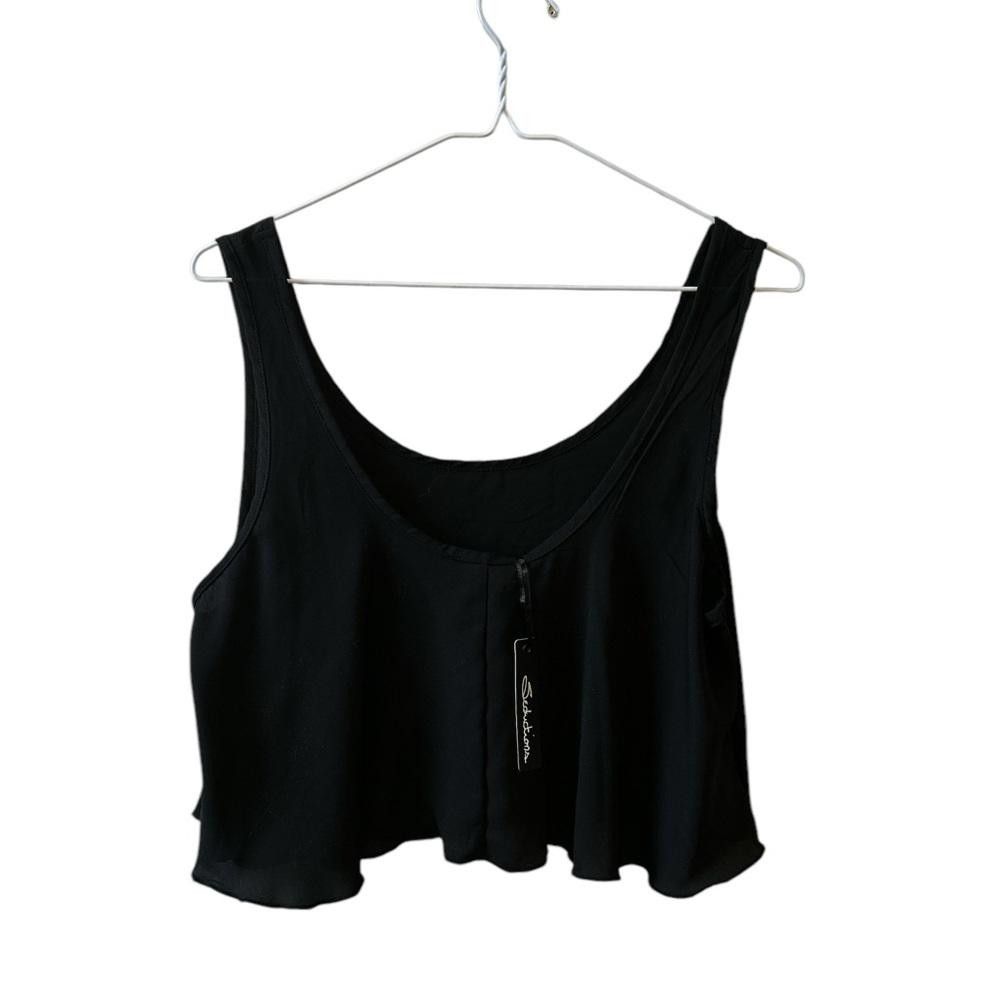 Designer BNWT Seductions Black Sleeveless Cropped Tank Top Size S / US 4 / IT 40 - 2 Thumbnail