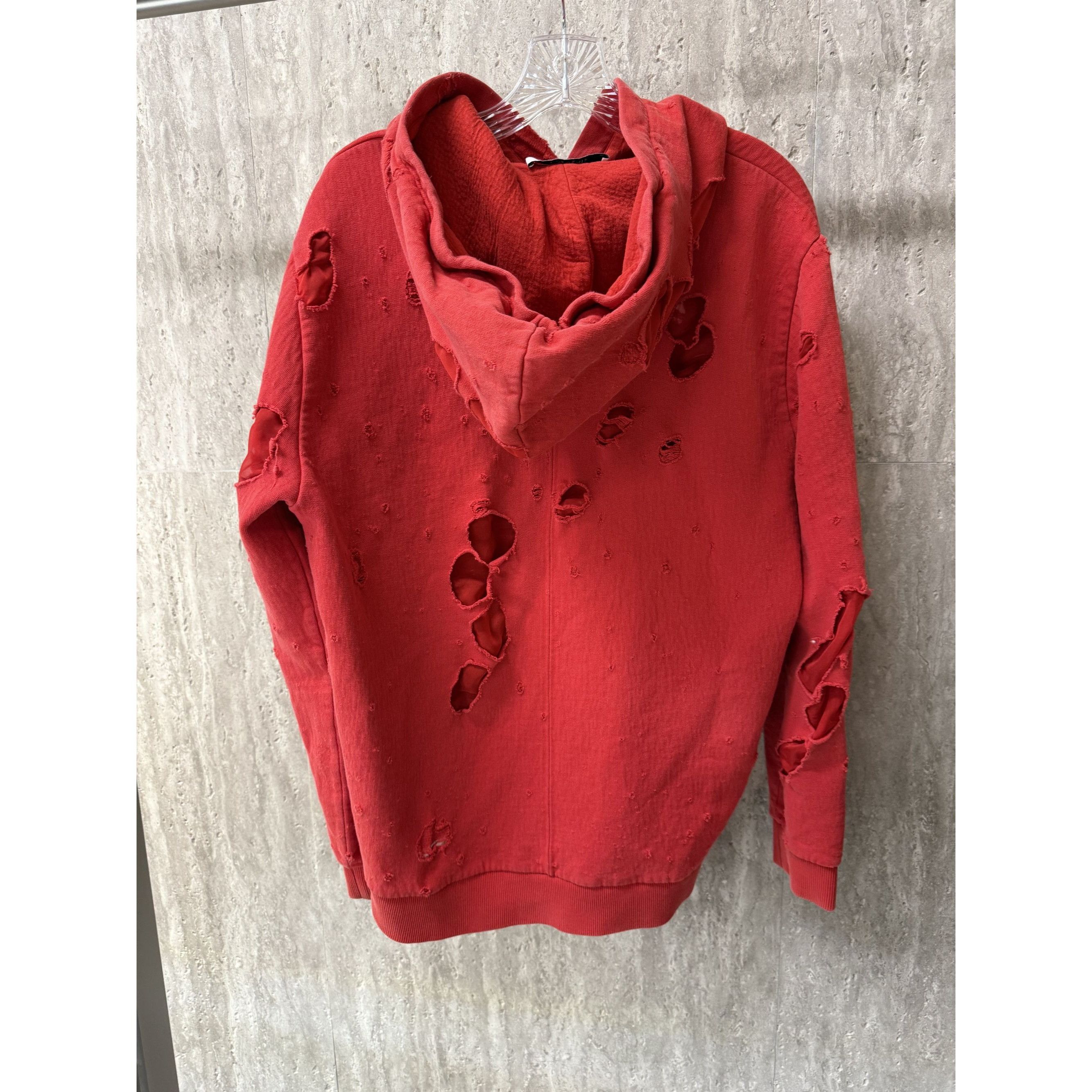 Givenchy Givenchy Paris Distressed Red Hoodie L 100% Cotton Polyester Size L / US 10 / IT 46 - 2 Thumbnail