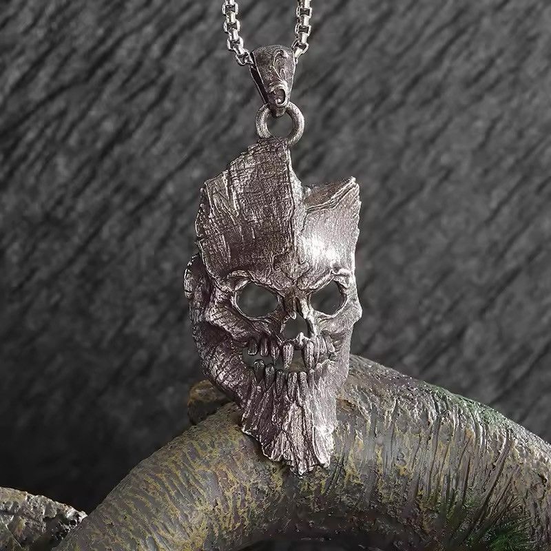 Jewelry Retro Gothic Death Skull Warrior Mask Pendant Necklace Size ONE SIZE - 6 Thumbnail