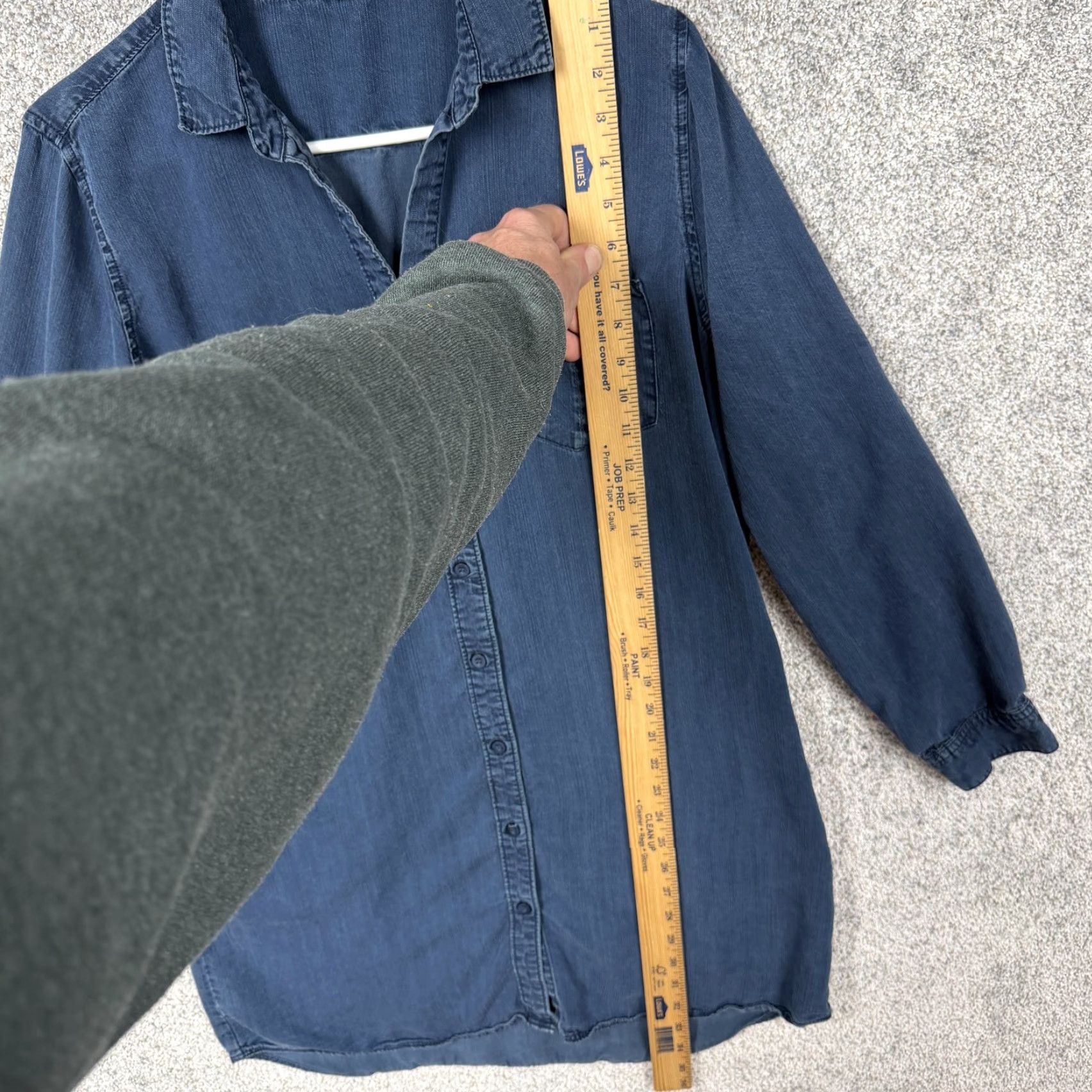 Velvet Velvet Heart Shirt Dress L Blue Chambray Collared Pockets Lightweight 100% Tencel Women Long Sleeve Size L / US 10 / IT 46 - 2 Thumbnail