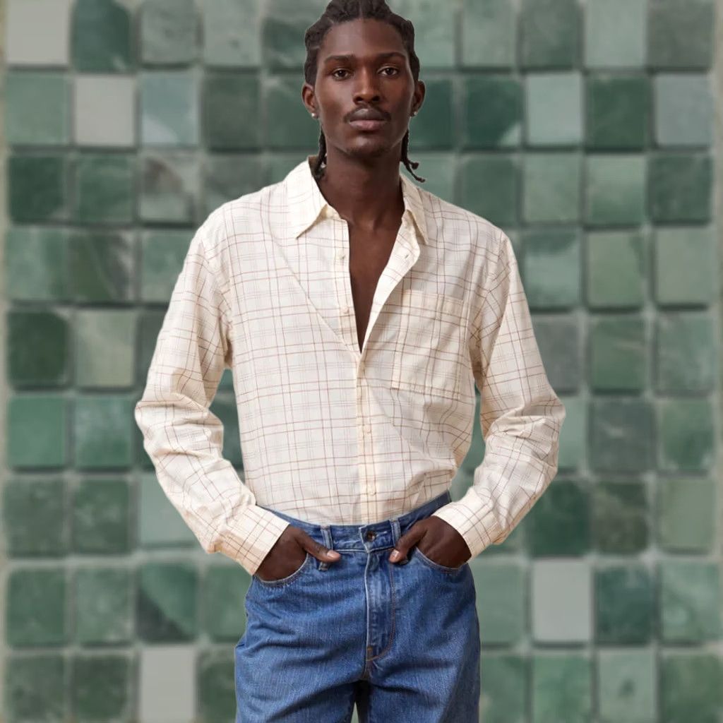 Todd Snyder Todd Snyder Poplin Big Shirt Plaid Bisque Beige XL Mens Button-Up Shirt Casual Relaxed Fit NWT Size US XL / EU 56 / 4 - 1 Thumbnail