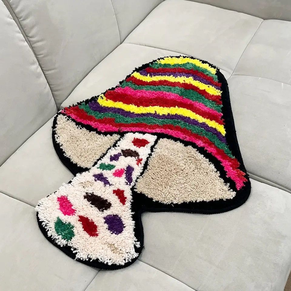 Designer Handmade Colorful Mushrooms Doormat Tufted Rug Carpet Size ONE SIZE - 2 Thumbnail