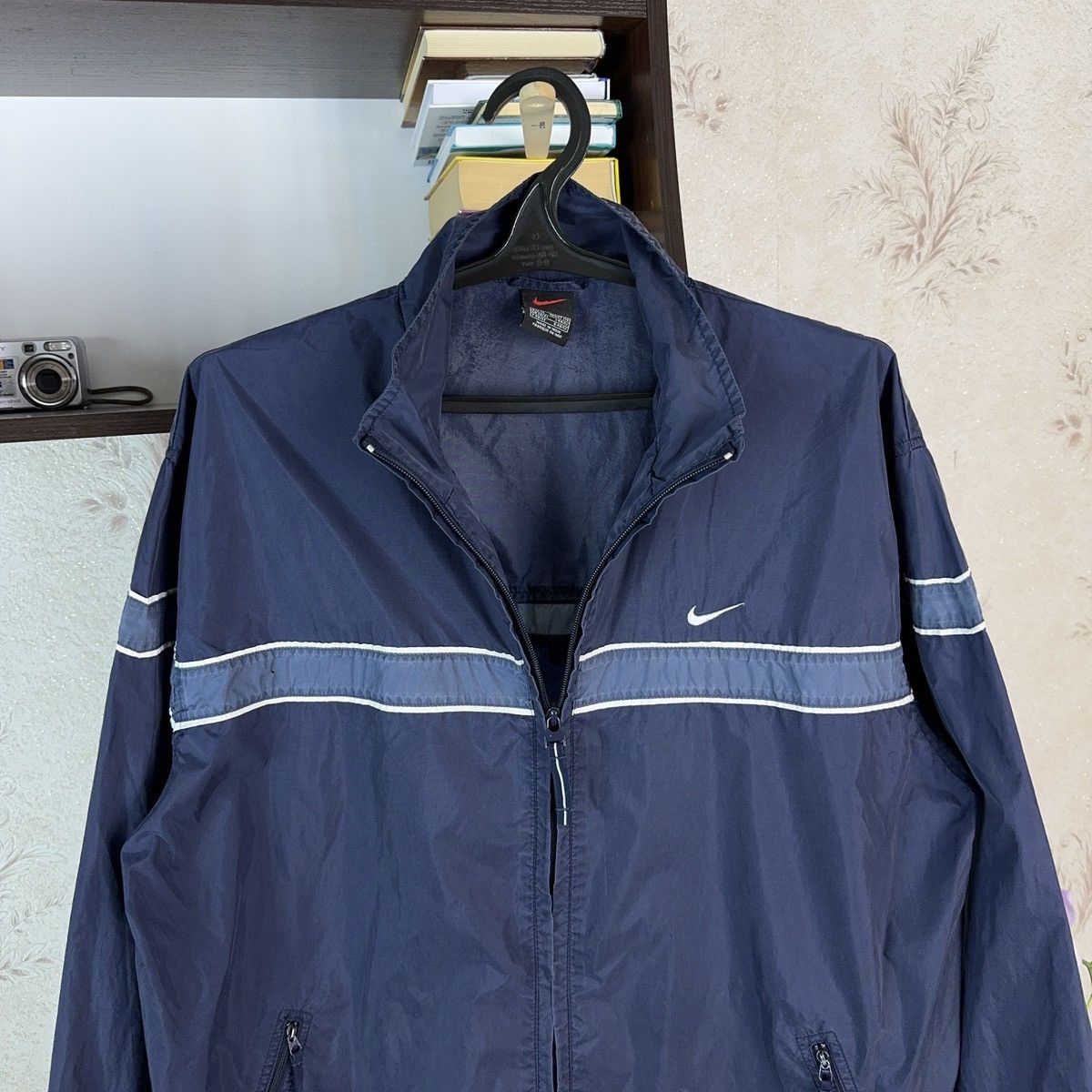 Nike × Vintage Vintage Nike Track Jacket 90s Blue Swoosh Zip Up Nylon Sz M Size US M / EU 48-50 / 2 - 10 Thumbnail