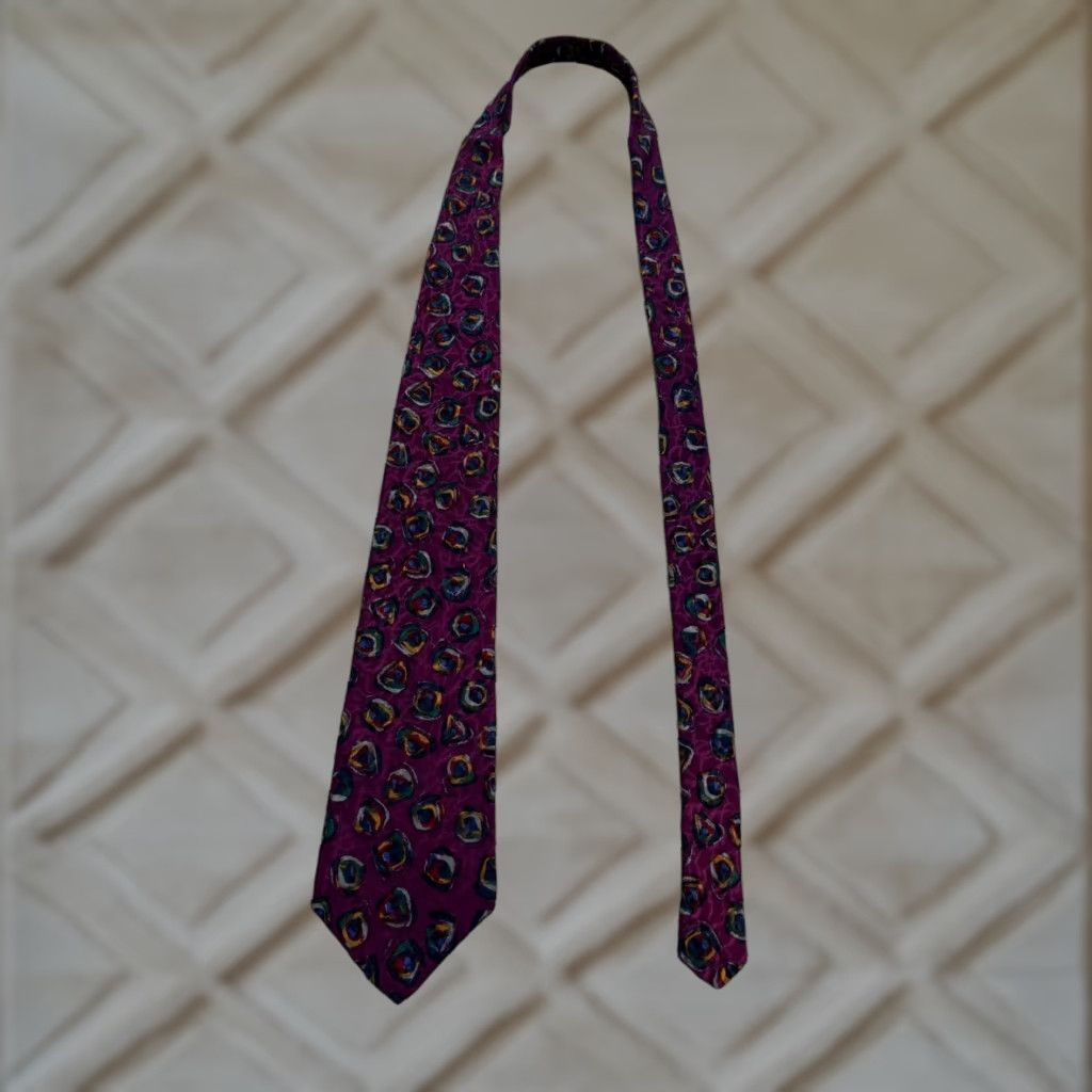 Byblos VINTAGE Byblos Tie Geometric 100% Silk Purple Mens One Size Classic Length 57"-60" Canada Mens Size ONE SIZE - 1 Thumbnail