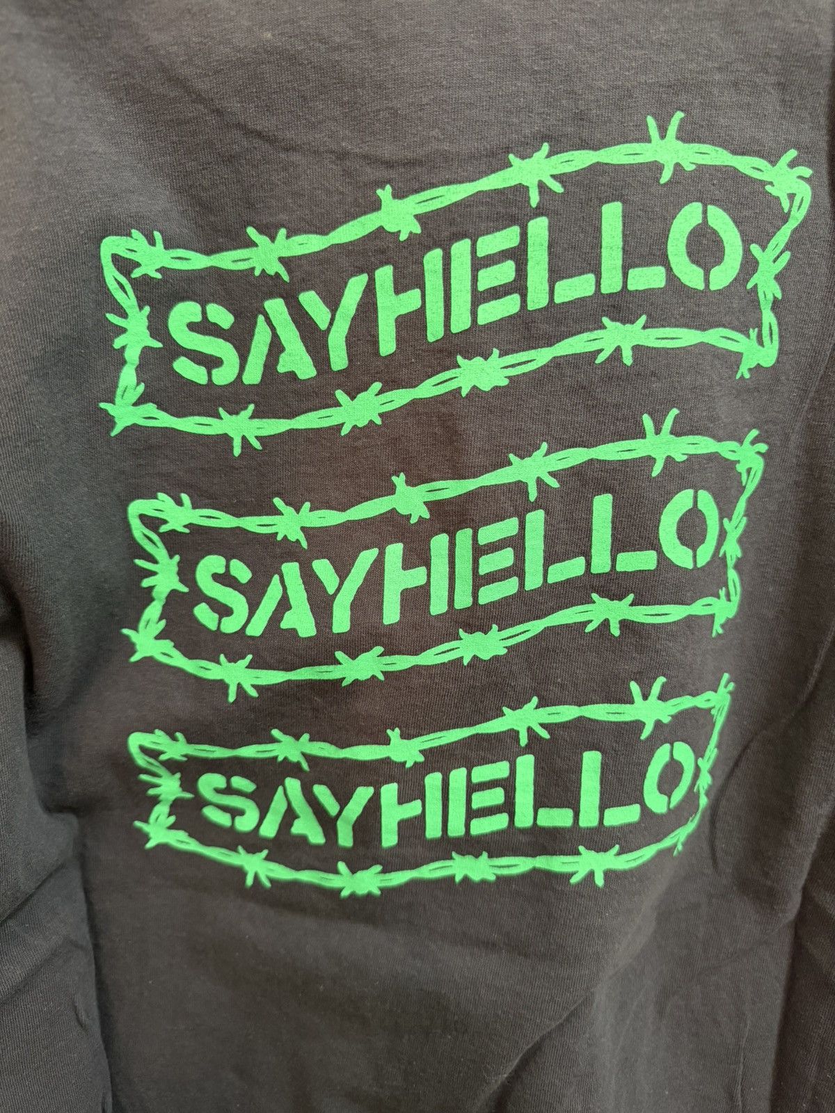 SAYHELLO SAYHELLO TOKYO Barbed Wire Navy Green Logo Tee Size L Size US L / EU 52-54 / 3 - 4 Thumbnail