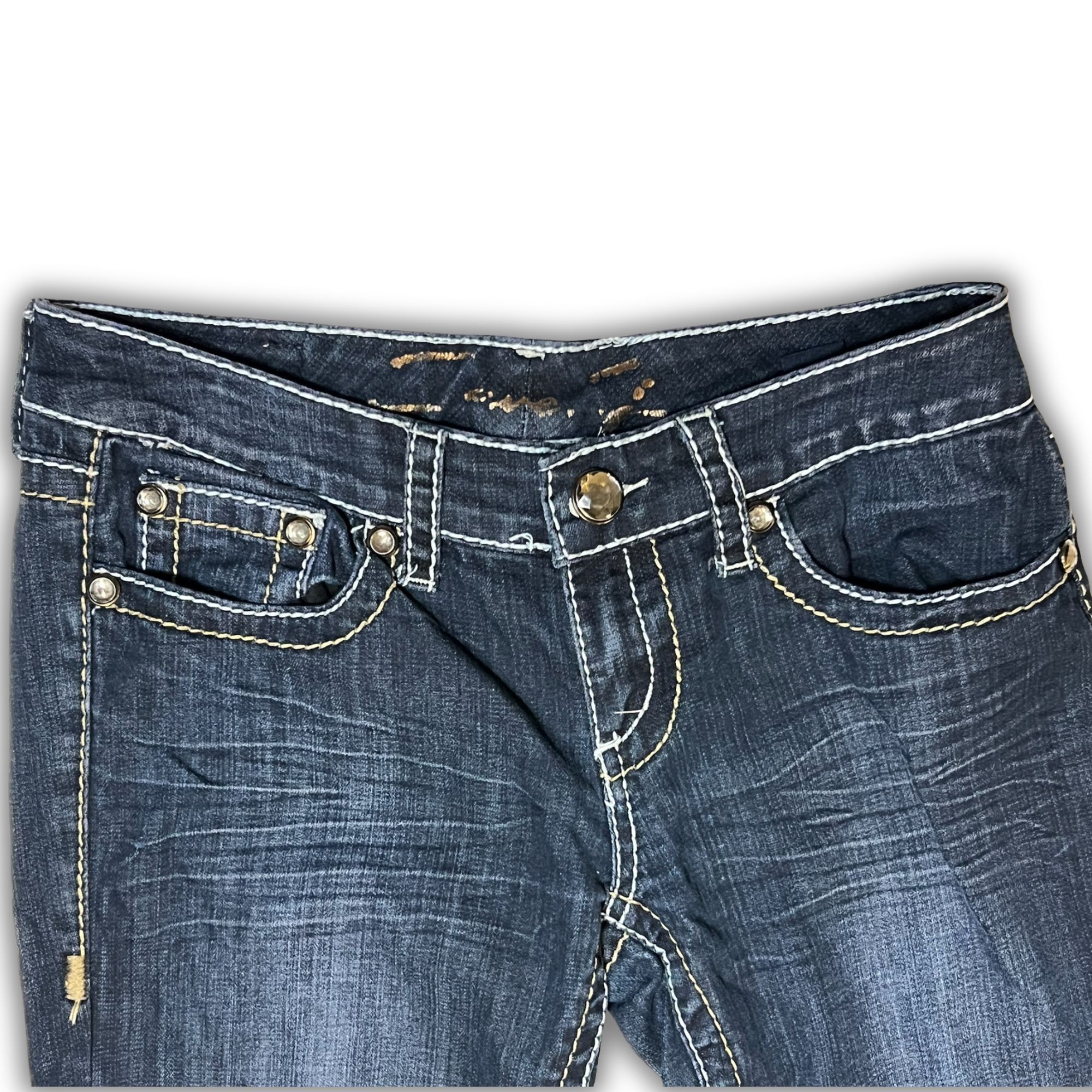 Seven 7 Seven 7 Bootcut Jeans Dark Wash Denim Size 28 Raw Hem Distre Size 28" / US 6 / IT 42 - 4 Thumbnail