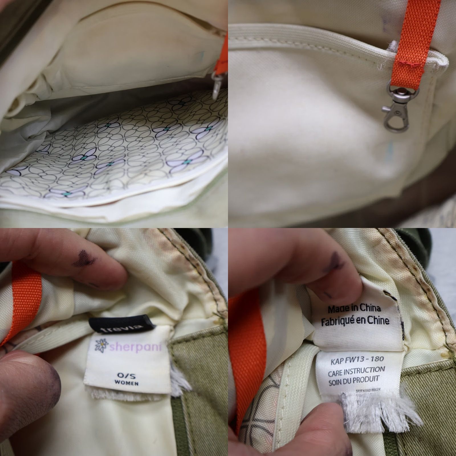 Vintage Sherpani Bag Womens Medium Trevia Crossbody Green Canvas Tote Travel Casual Size ONE SIZE - 10 Thumbnail