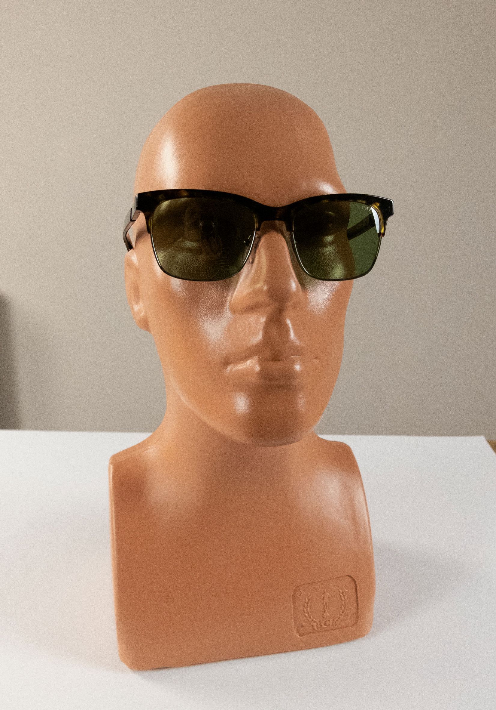 Prada PRADA brown tortoise shell half rimless square sunglasses Size ONE SIZE - 2 Thumbnail