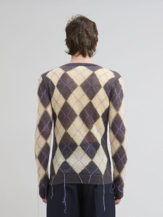 Marni o1w1db10326 V-neck Argyle Sweater in Grey/Yellow Size US S / EU 44-46 / 1 - 2 Thumbnail