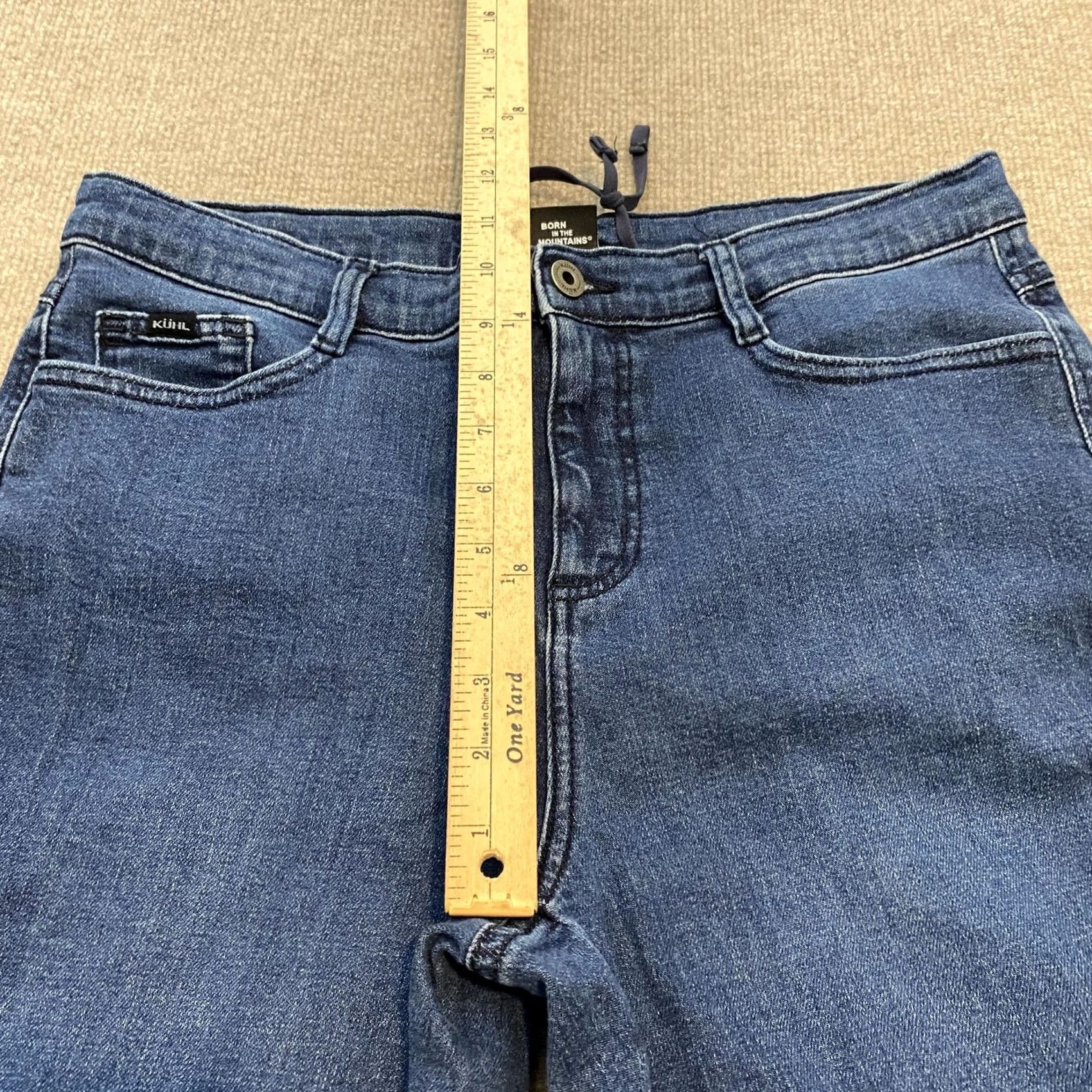 Vintage KÜHL Straight Jeans Womens 12 Blue Med Wash High Rise Regular Stretch Denim - Pre-Owned Vintage Size 34" / US 12 / IT 48 - 7 Thumbnail