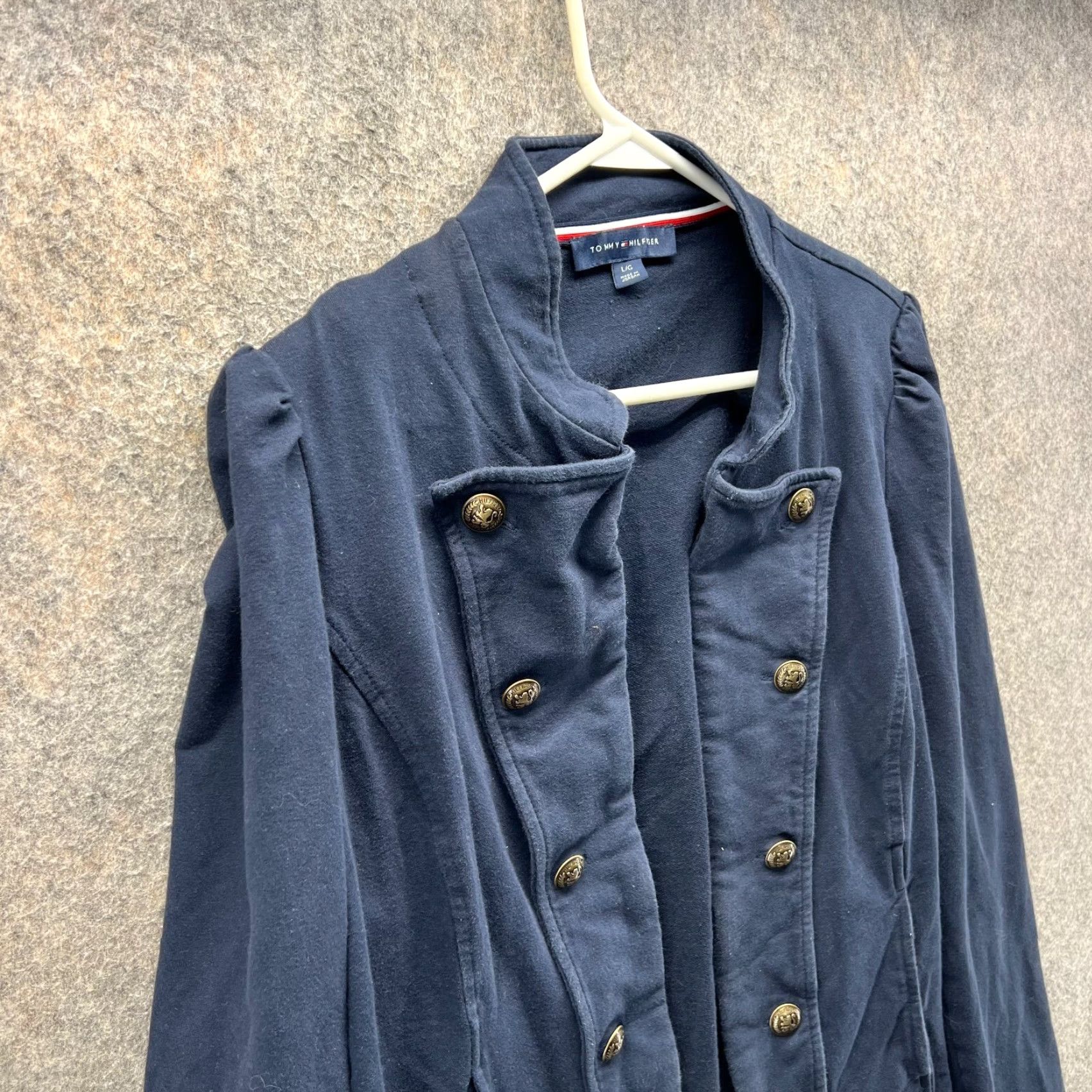Tommy Hilfiger VINTAGE Tommy Hilfiger Jacket Womens Large Blue Gold Military Band Double Breasted Vtg Jacket Women L Blue Military Womens/Large/Blue Gold/Navy? Size L / US 10 / IT 46 - 3 Thumbnail