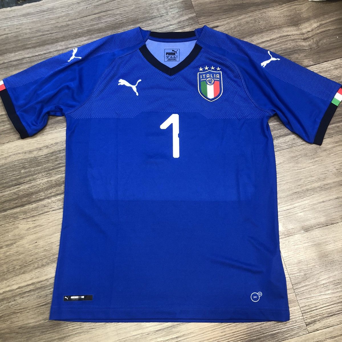 image of Fifa World Cup x Puma Italy 18/19 Goalkeeper Gk Jersey 1 Buffon in Blue, Men's (Size Small)