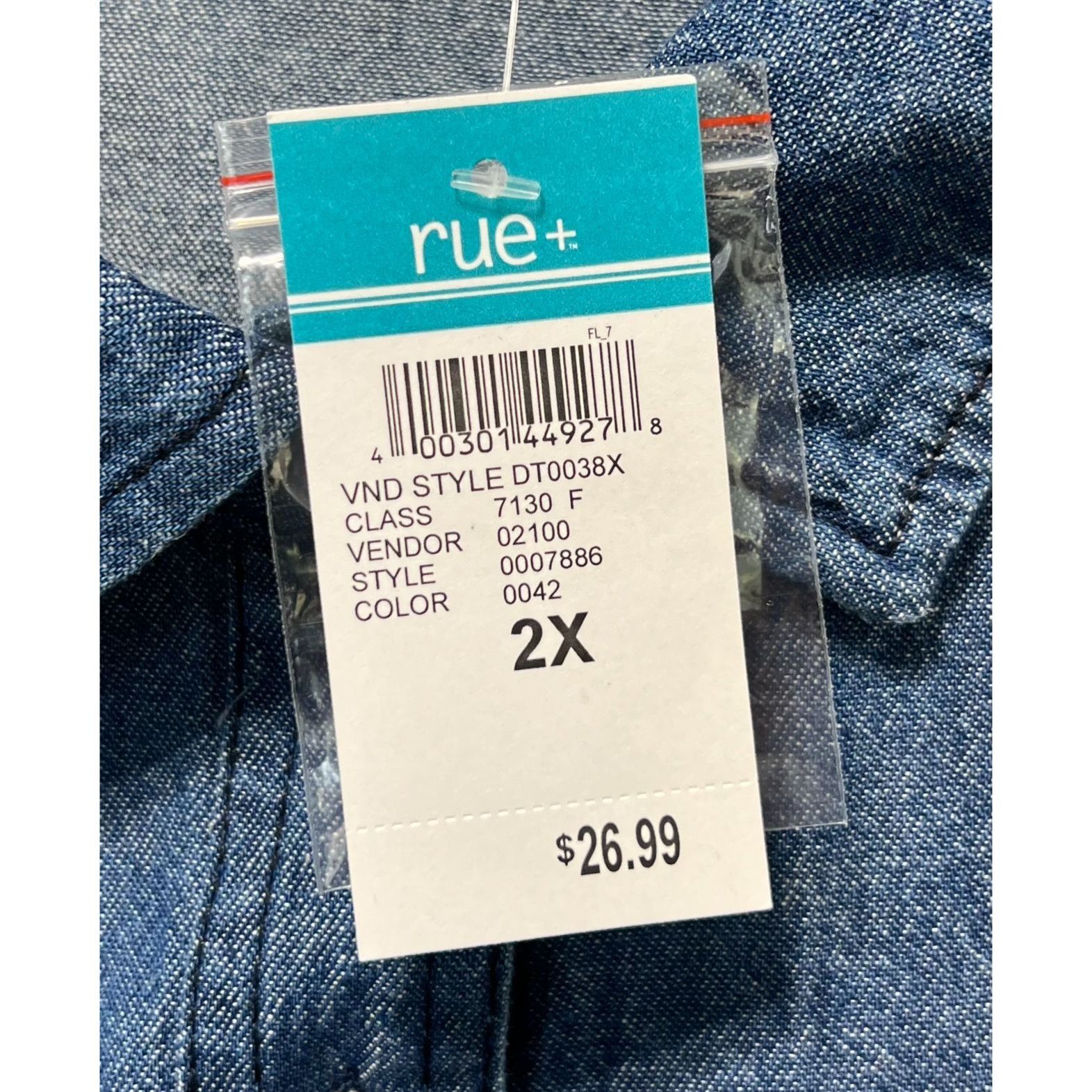 rue21 Rue 21 - Women's Chambray Long Sleeve Button Down Shirt With Size XXL / US 16-18 / IT 52-54 - 8 Thumbnail