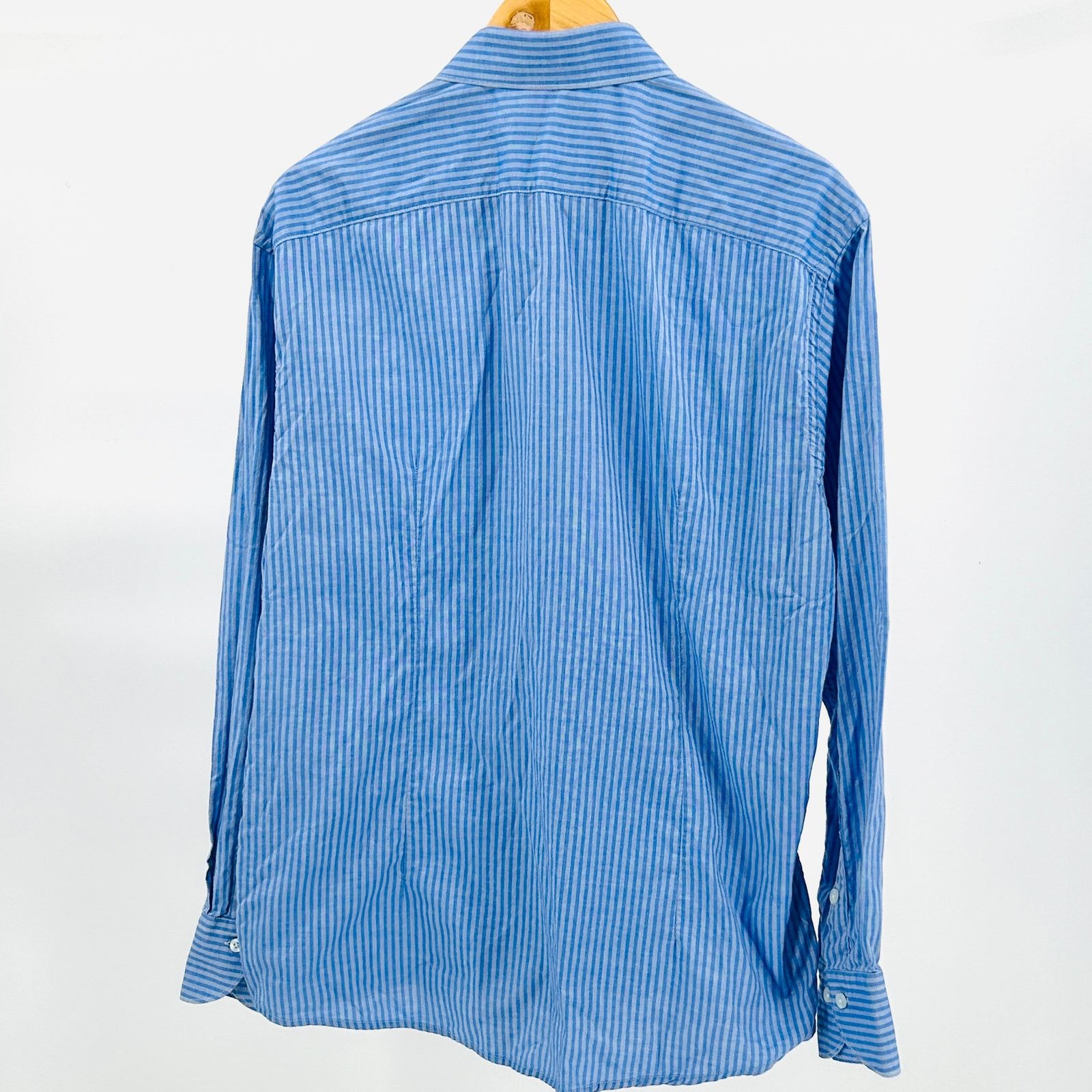 Rochas Blue White Thin Striped Cotton Button Down Dress Shirt Size US L / EU 52-54 / 3 - 4 Thumbnail