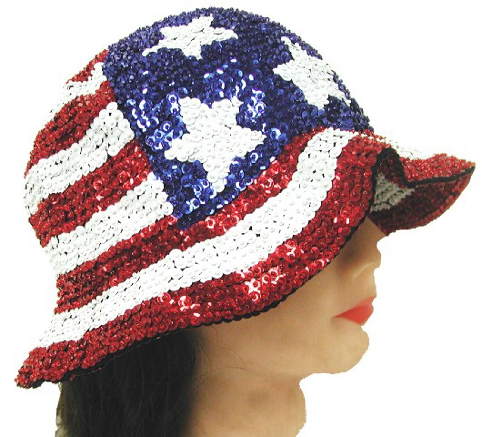 Designer Sequin Flipper Hat Usa White Size ONE SIZE - 1 Preview
