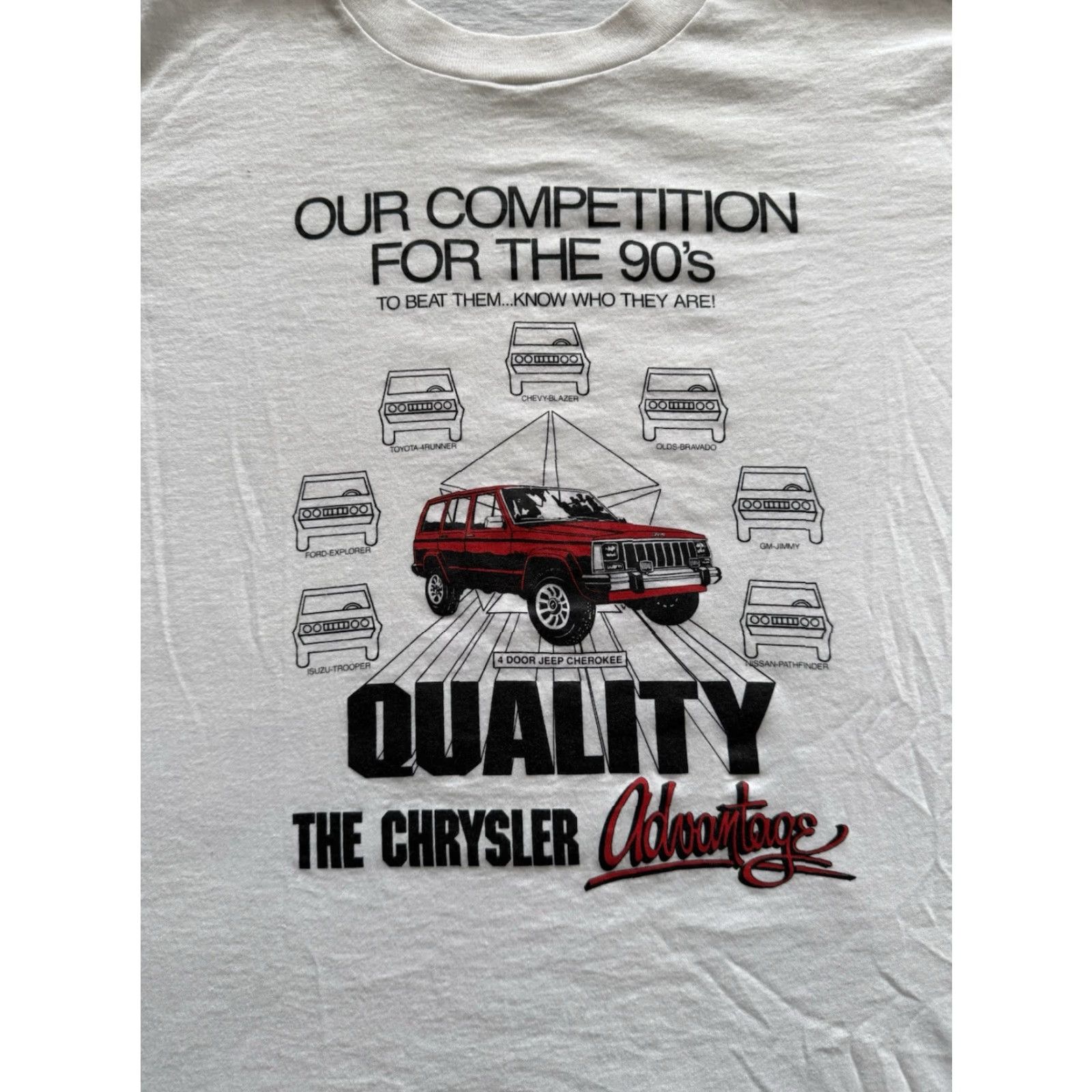 Vintage VINTAGE Chrysler 4 Door Jeep Cherokee T Shirt XL Cars Rap Tee 1990s Hip Hop Shirt Mens White 90s Cars Hip Hop Tee Screen Stars XL Size US XL / EU 56 / 4 - 2 Thumbnail