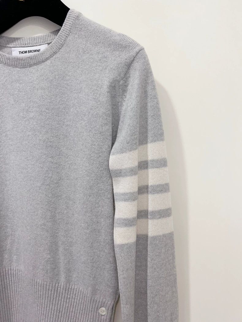 Thom Browne Thom browne Four-bar light gray pullover cashmere sweater 2 Size S / US 4 / IT 40 - 3 Thumbnail