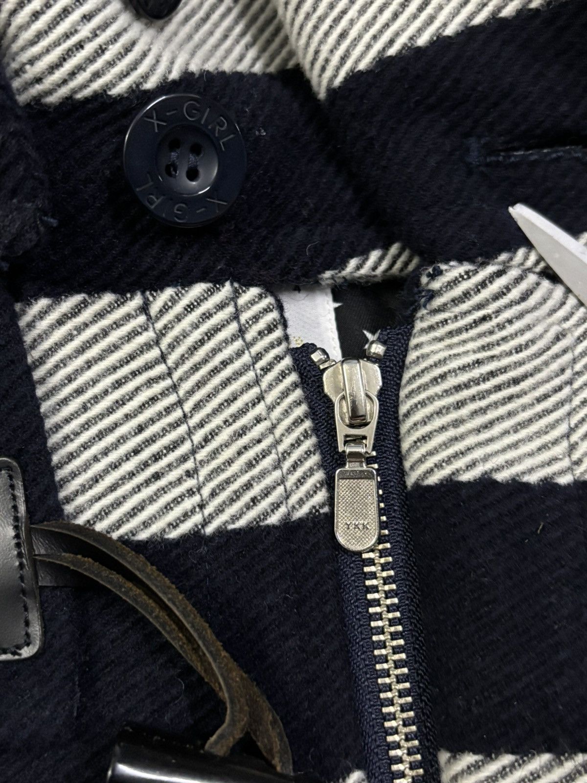 X-Girl X-Girl Navy & Grey Striped Wool Blend Hooded Duffle Jacket Size M / US 6-8 / IT 42-44 - 8 Thumbnail
