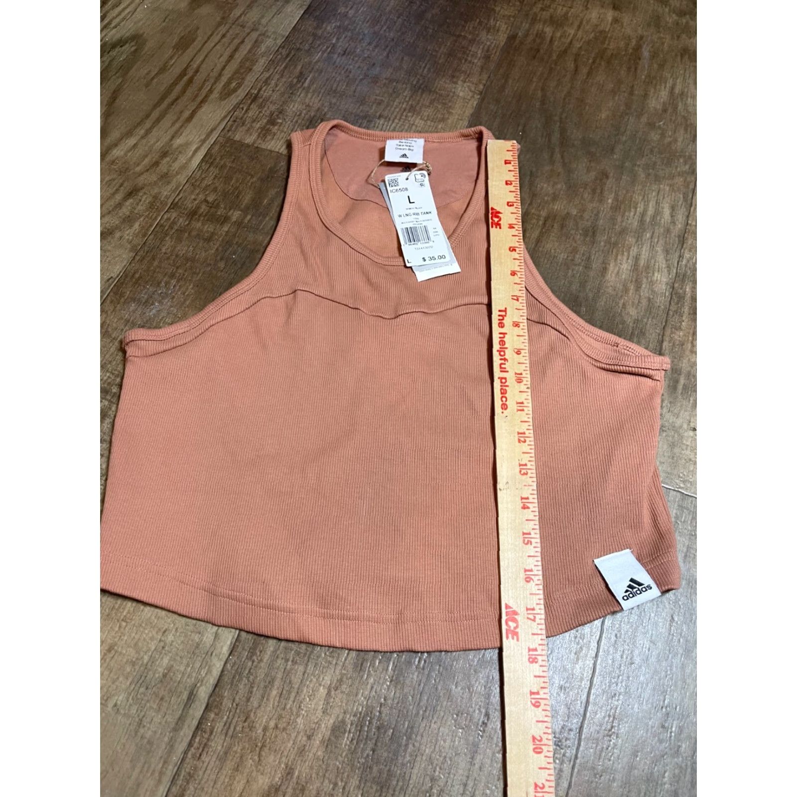 Vintage Adidas Crop Top Womens L Sleeveless Shirt Clay Strata Ribbed Shirt Cropped Womens L Brown Adidas Originals Size L / US 10 / IT 46 - 2 Thumbnail