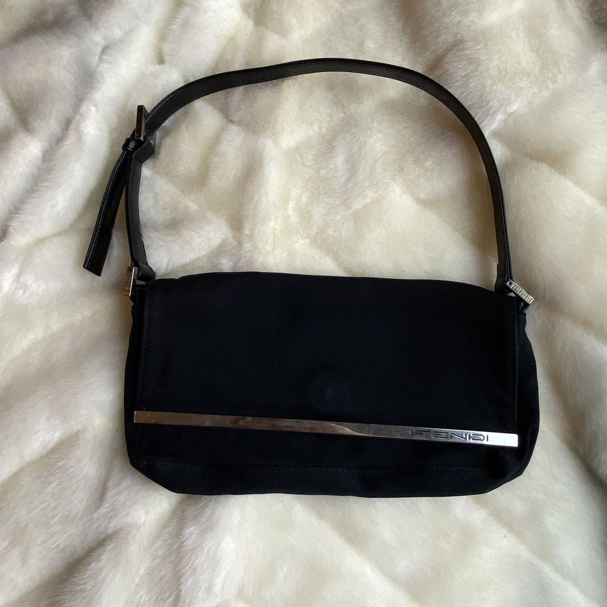 image of Fendi Pouchette Black Silver Vintage 90’S Shoulder Bag, Women's