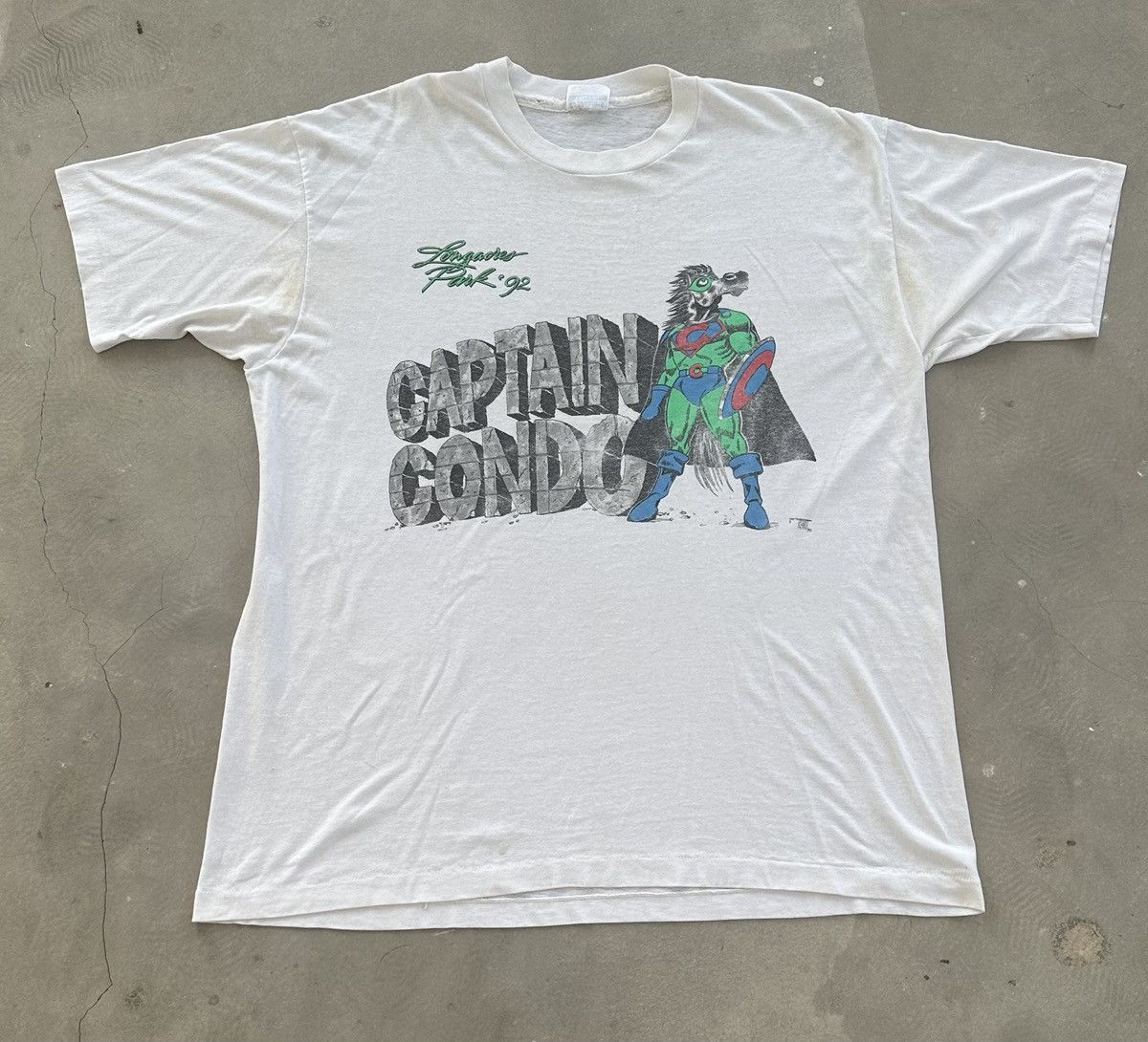 Hanes × Vintage VINTAGE 90s CAPTAIN CONDO LONGACRES PARK TEE Size US XL / EU 56 / 4 - 1 Thumbnail