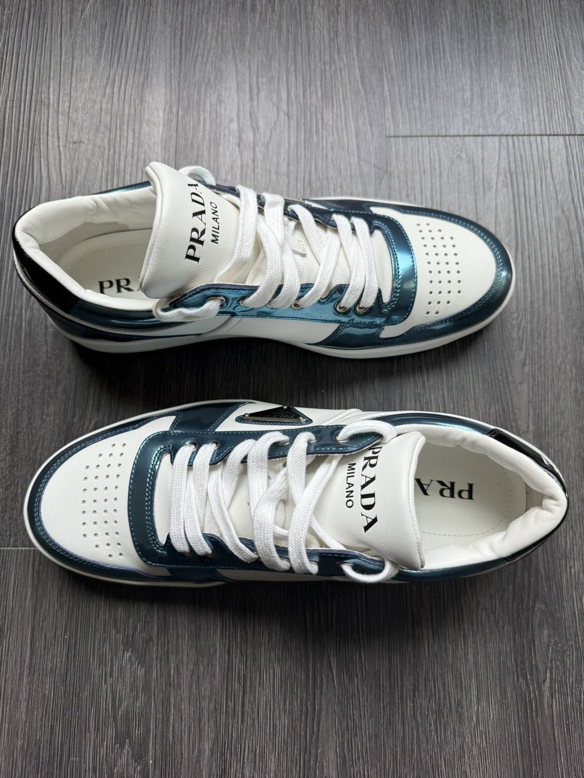 Prada Prada Downtown Leather/Metallic Sneakers Size US 8.5 / EU 41-42 - 5 Thumbnail