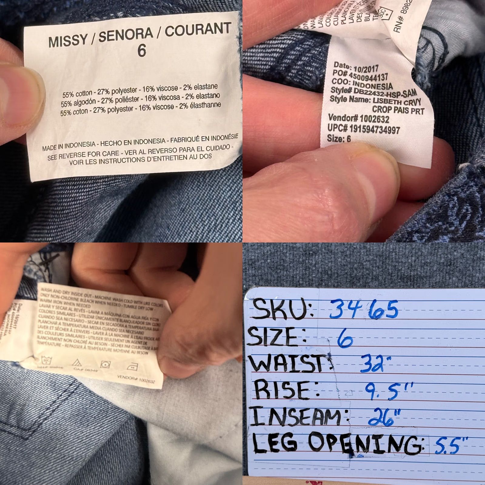 Vintage Bandolino Lisbeth Curvy Skinny Crop Jeans Paisley Print Jeans Blue Women 6 Slim Pocket Button Zip Mid Rise Denim 5-Pocket Design Fabric Wash Medium Size 28" / US 6 / IT 42 - 8 Thumbnail