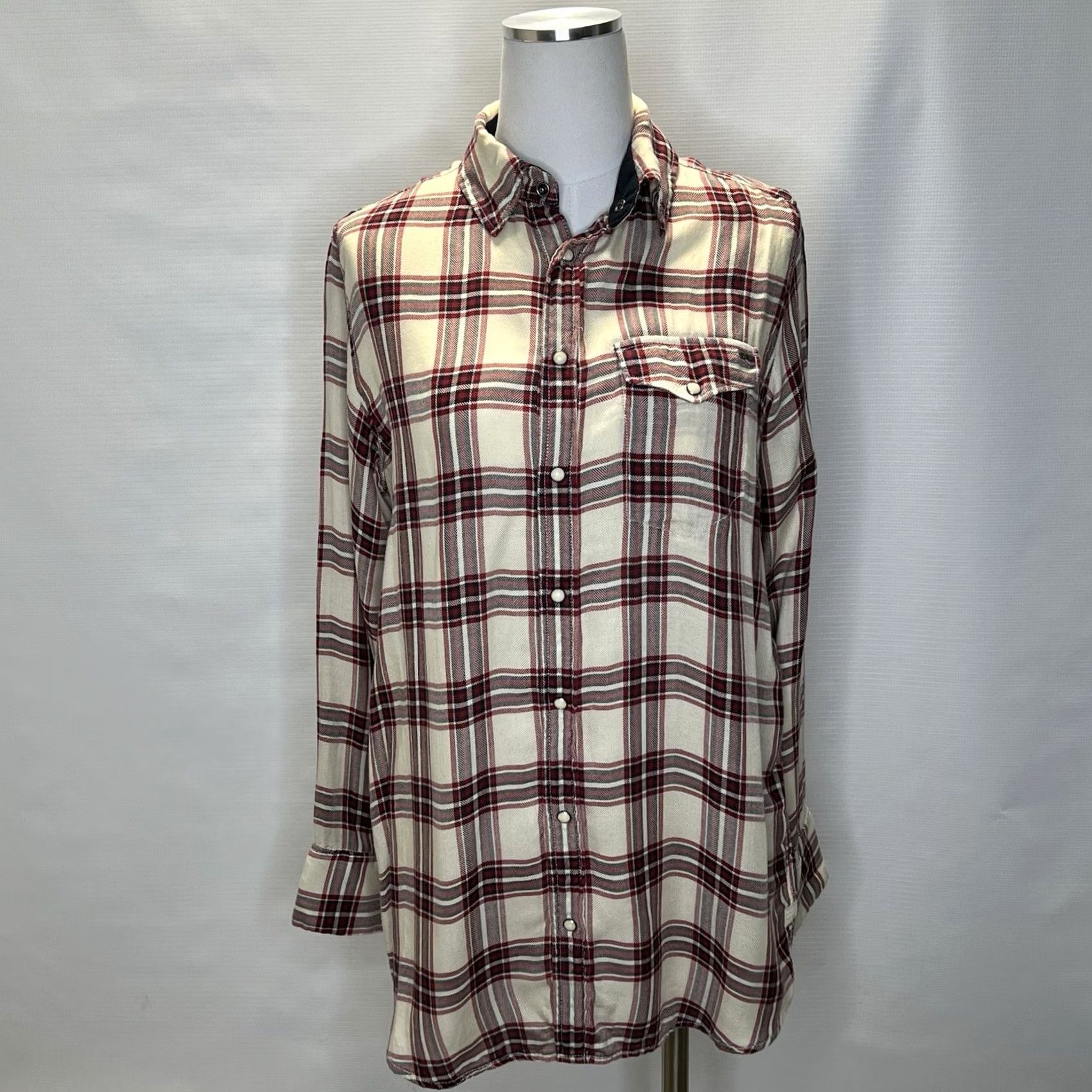 G-Star G-Star RAW Shirt Boyfriend Fit Tacoma Check Plaid Snap Button Womens Medium Multicolor Casual Long Sleeve Top Size M / US 6-8 / IT 42-44 - 2 Thumbnail