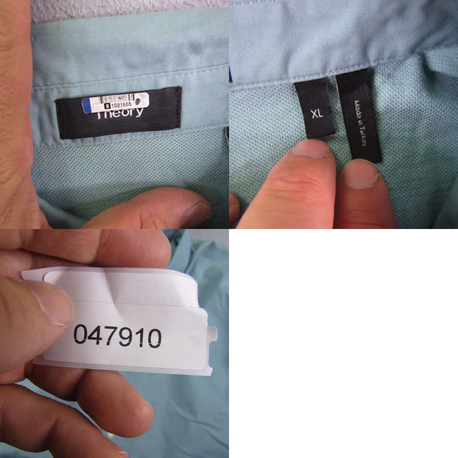 Theory Theory Button-Up Shirt Mens XL Sea Foam Green Cap Collar Classic Casual, Workwear, Outdoor - Cotton Blend, Short Sleeve, Solid, Easy Care - Theory Size US XL / EU 56 / 4 - 8 Thumbnail