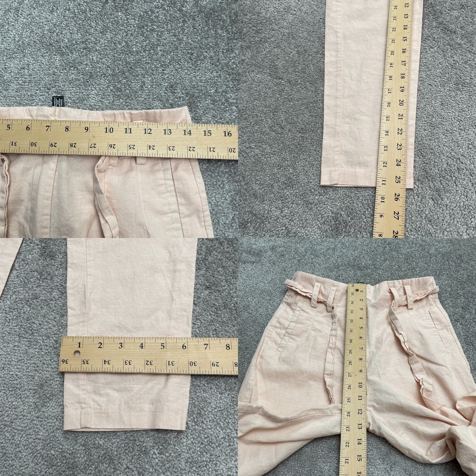AQUA Aqua By Bloomingdale's Linen Paperbag Ankle Pants Women M Pink Belt 28x25.5 Size 32" / US 10 / IT 46 - 8 Thumbnail
