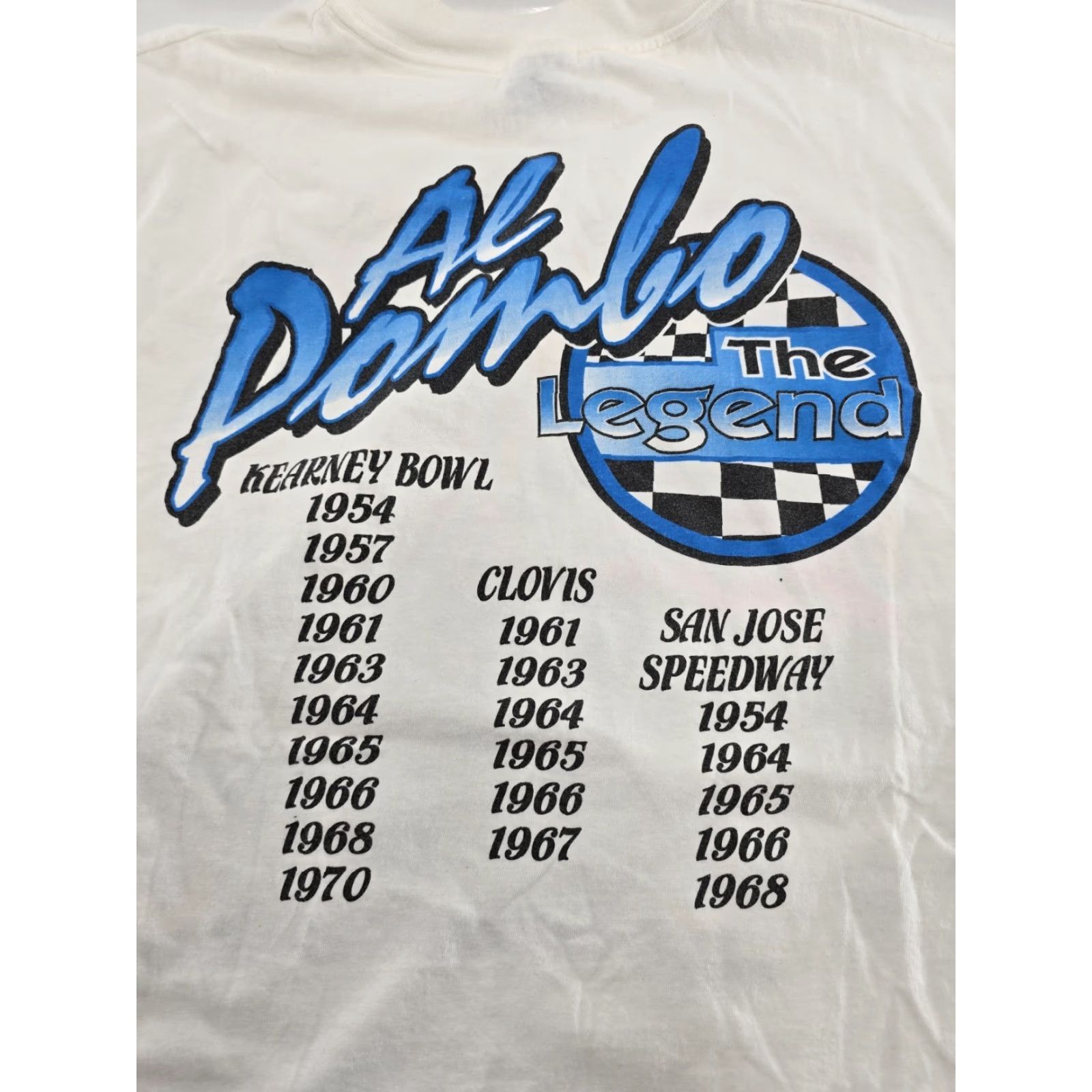 Gildan VINTAGE AL DOMBO the Legend T-Shirt 2XL White Cotton Polyester Mens 1997 Front Back Graphic (Classic) Size US XXL / EU 58 / 5 - 7 Thumbnail