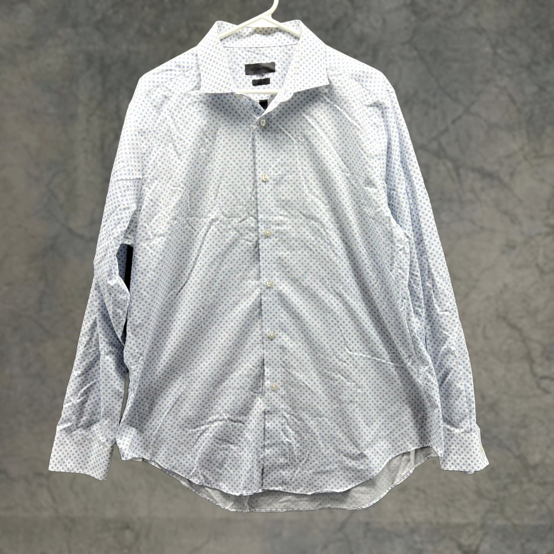 Calvin Klein VINTAGE Calvin Klein Shirt Men 17 34/35 Button-Down All over Logo White Blue Casual Formal Workplace Men Size US XL / EU 56 / 4 - 1 Thumbnail