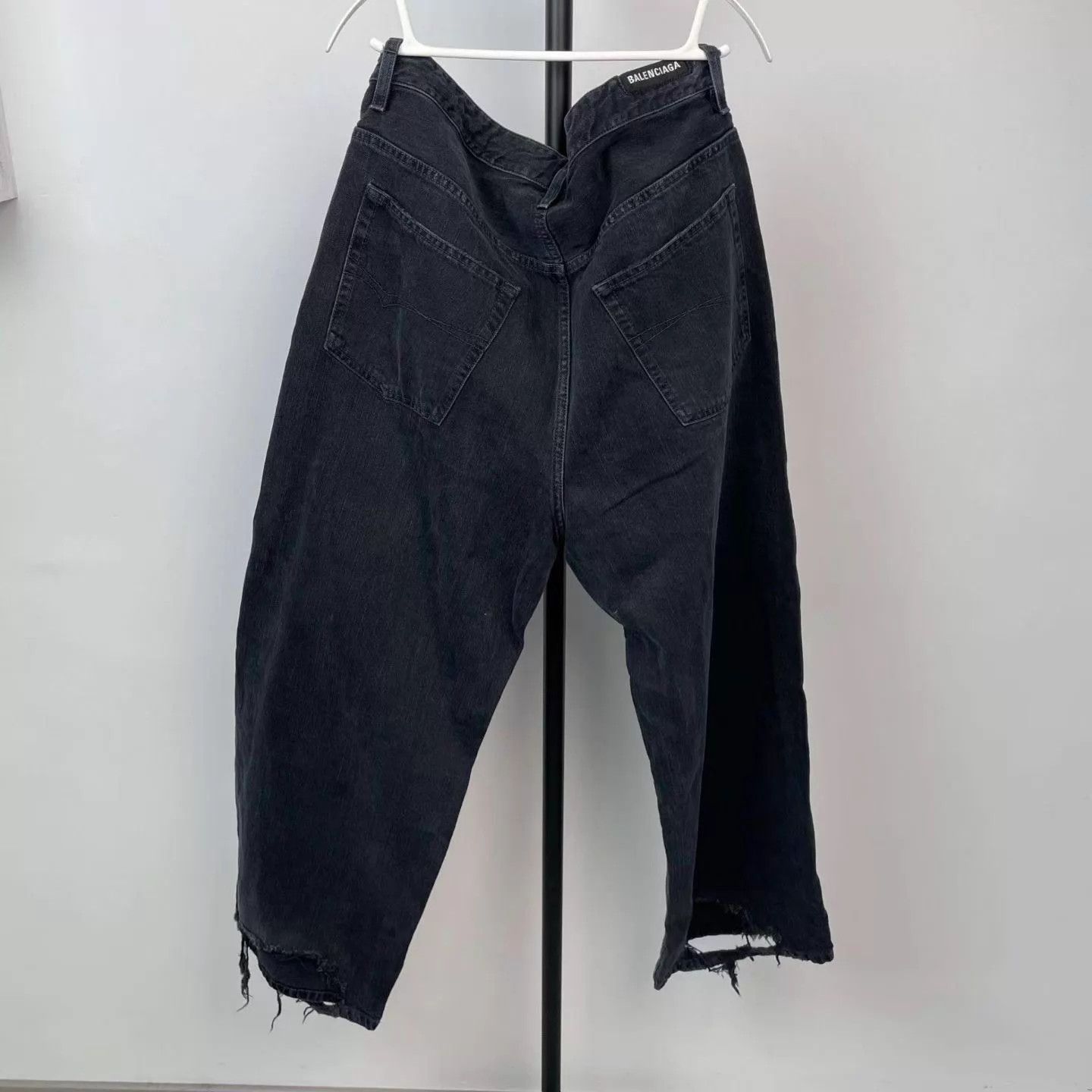 Balenciaga Balenciaga 24S Baggy Black Drawstring Distressed Jeans XXS Size US 26 / EU 42 - 2 Thumbnail