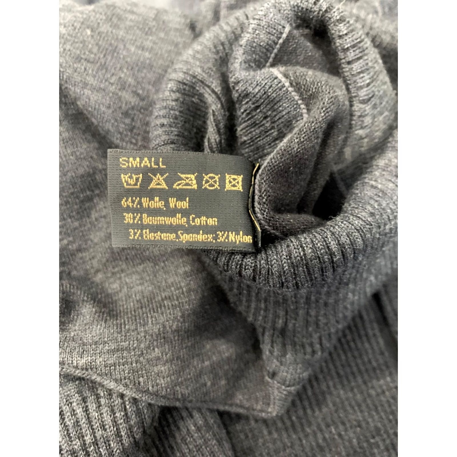 Wolford VINTAGE Wolford Merino Wool Blend Dress S Charcoal Gray Turtleneck Ribbed Knit Midi #221 Size S / US 4 / IT 40 - 4 Thumbnail