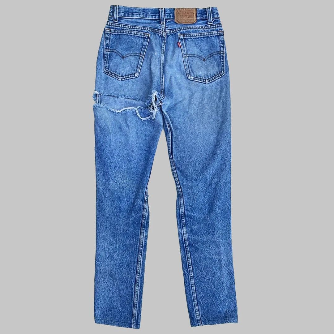 Levi's × Vintage Levi’s 1980s Vintage Red Tab Tapered W27 Ripped Denim Jeans Size 27" / US 4 / IT 40 - 1 Thumbnail