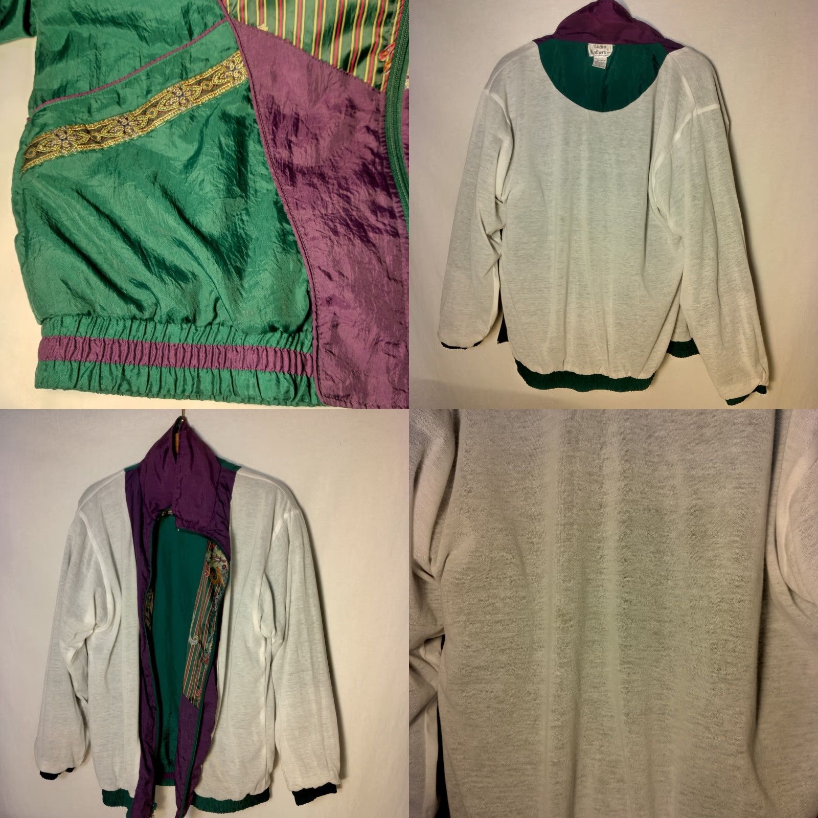 Vintage VINTAGE Laura Katherine Windbreaker Jacket Small Nylon Green Paisley Retro Size S / US 4 / IT 40 - 10 Thumbnail
