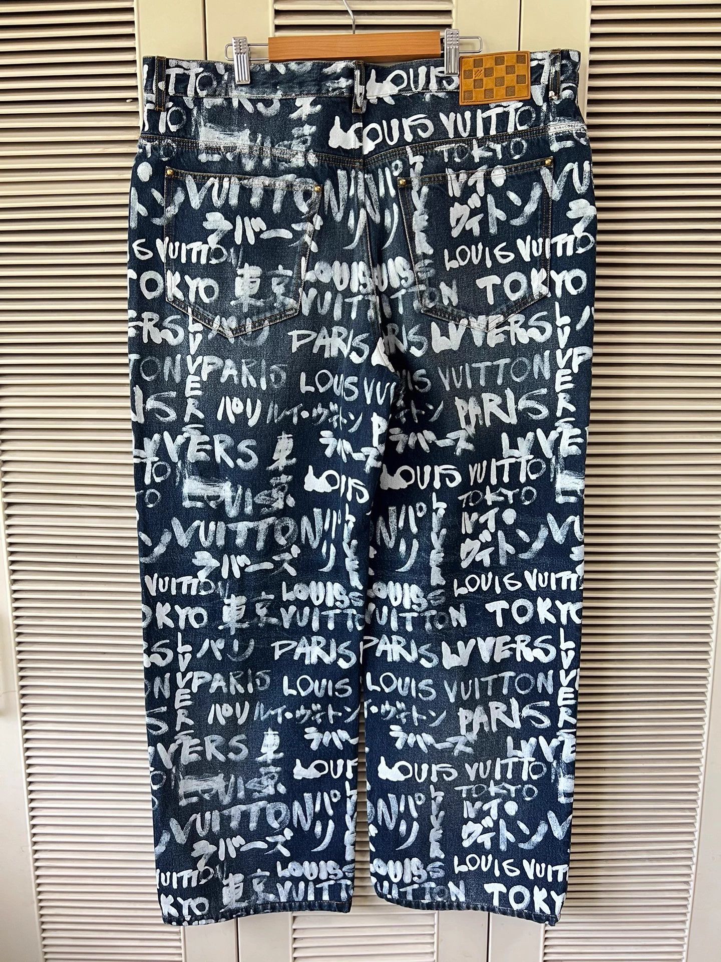 Louis Vuitton LV Monogram Doodle Print Jeans 38 (Near Mint) Size 27" / US 4 / IT 40 - 2 Thumbnail